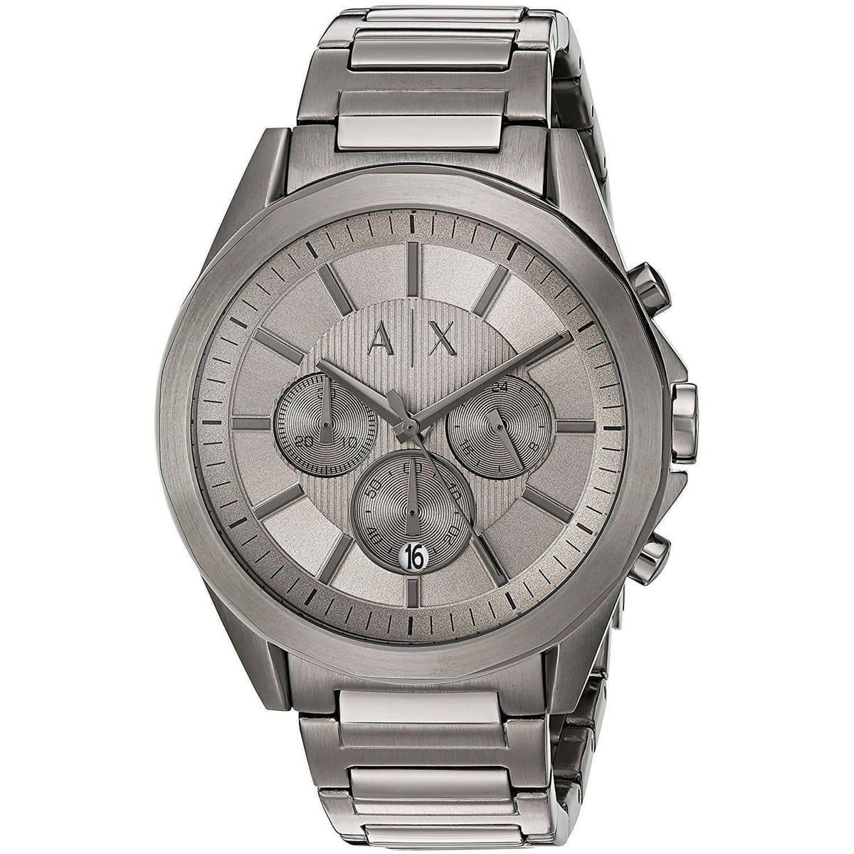 Armani Exchange Drexler AX2603 grey chronograph watch with gunmetal dial and steel bracelet