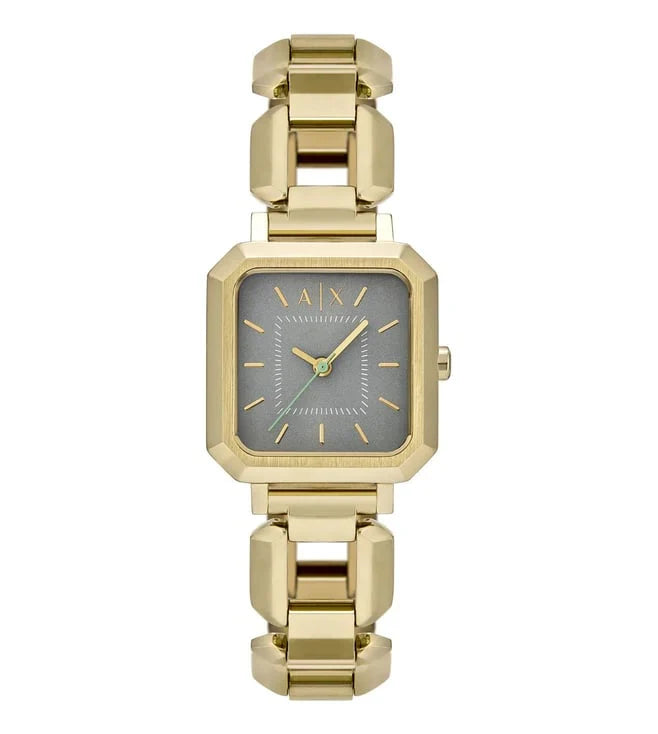 Armani Exchange AX5726 chronograph watch with gold bracelet and grey dial
