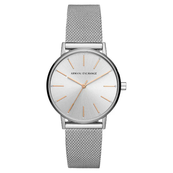 Armani Exchange Silver Mesh Bracelet Silver Dial Quartz Watch AX7112