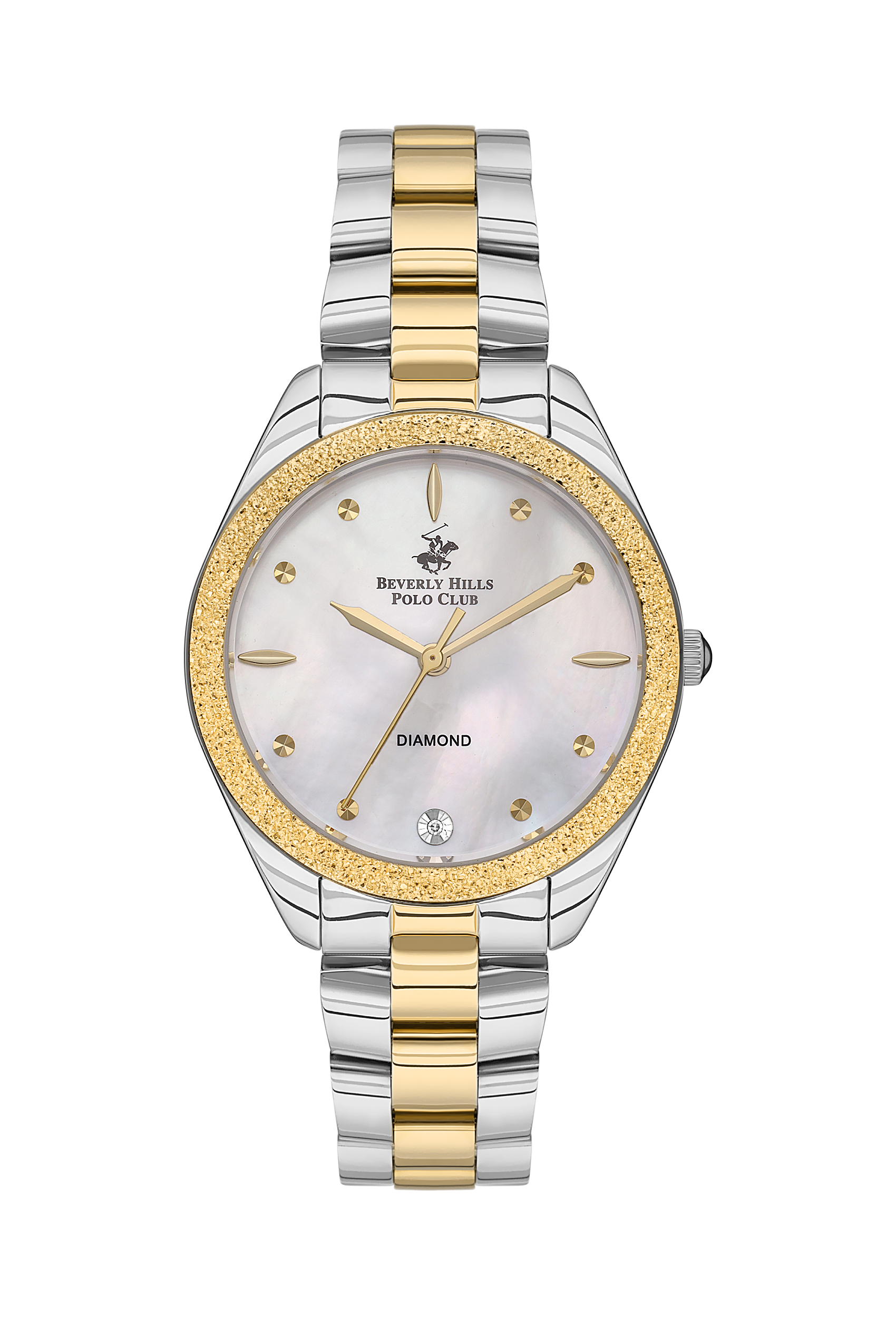 Beverly Hills Polo Club Mother Pearl Two-Tone Diamond Watch BP3564C.220