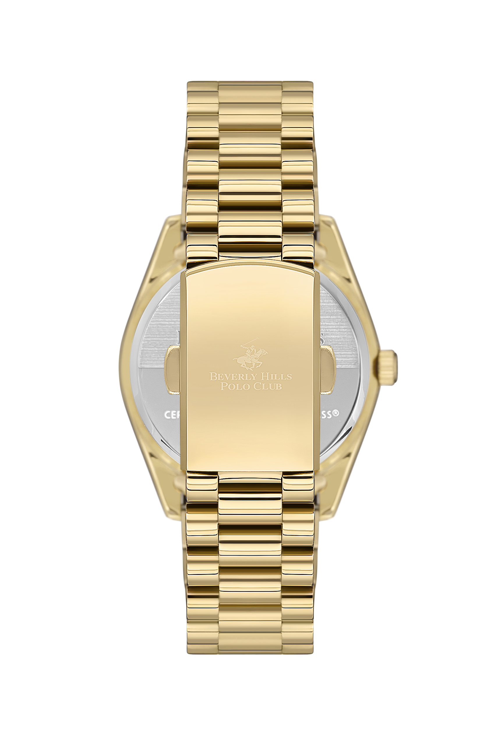 Caseback of Beverly Hills Polo Club BP3592C watch with engraved logo