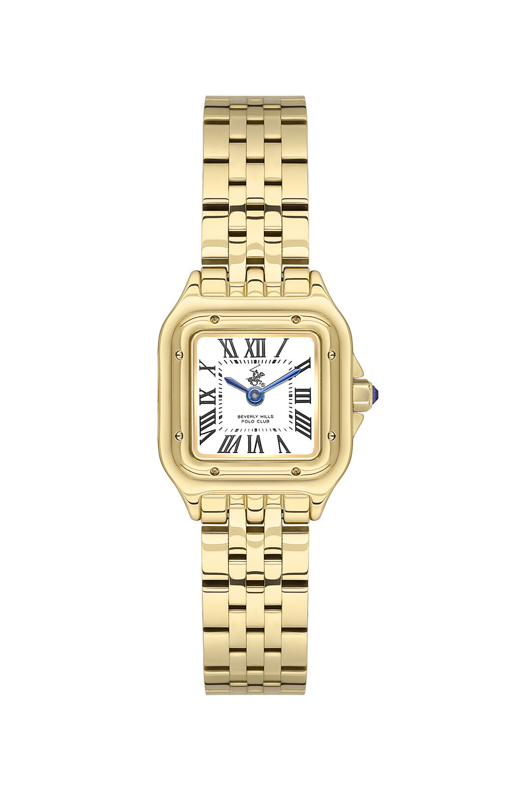 Beverly Hills Polo Club square watch with roman numeral dial, gold case and bracelet
