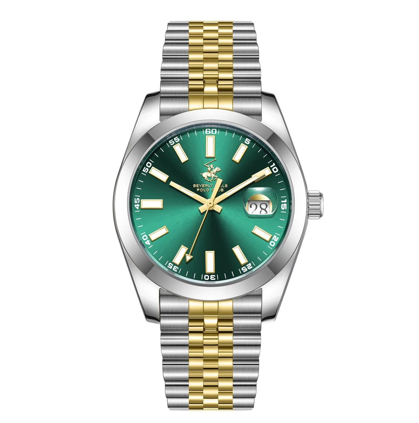 Beverly Hills Polo Club BP3810X.570 two-tone watch with green dial and date window