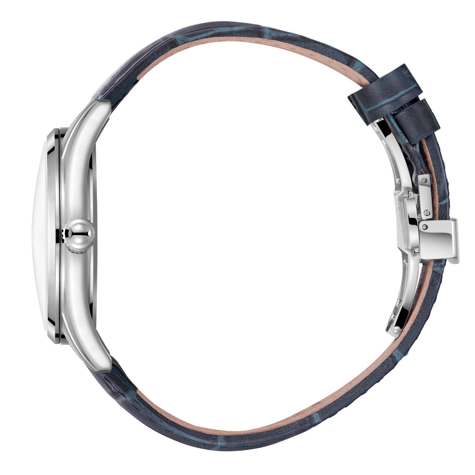 Beverly Hills Polo Club BP3811X.399 blue leather strap with silver case and fold-over clasp