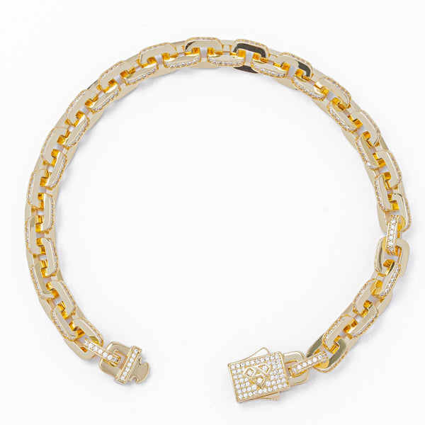 Big Daddy 10MM Anchor Mariner Bullet Diamond & Gold Link Bracelet - Bracelet