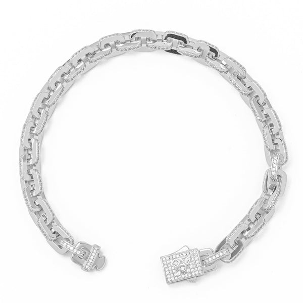 Big Daddy 10MM Anchor Mariner Bullet Diamond & Silver Link Bracelet - Bracelet