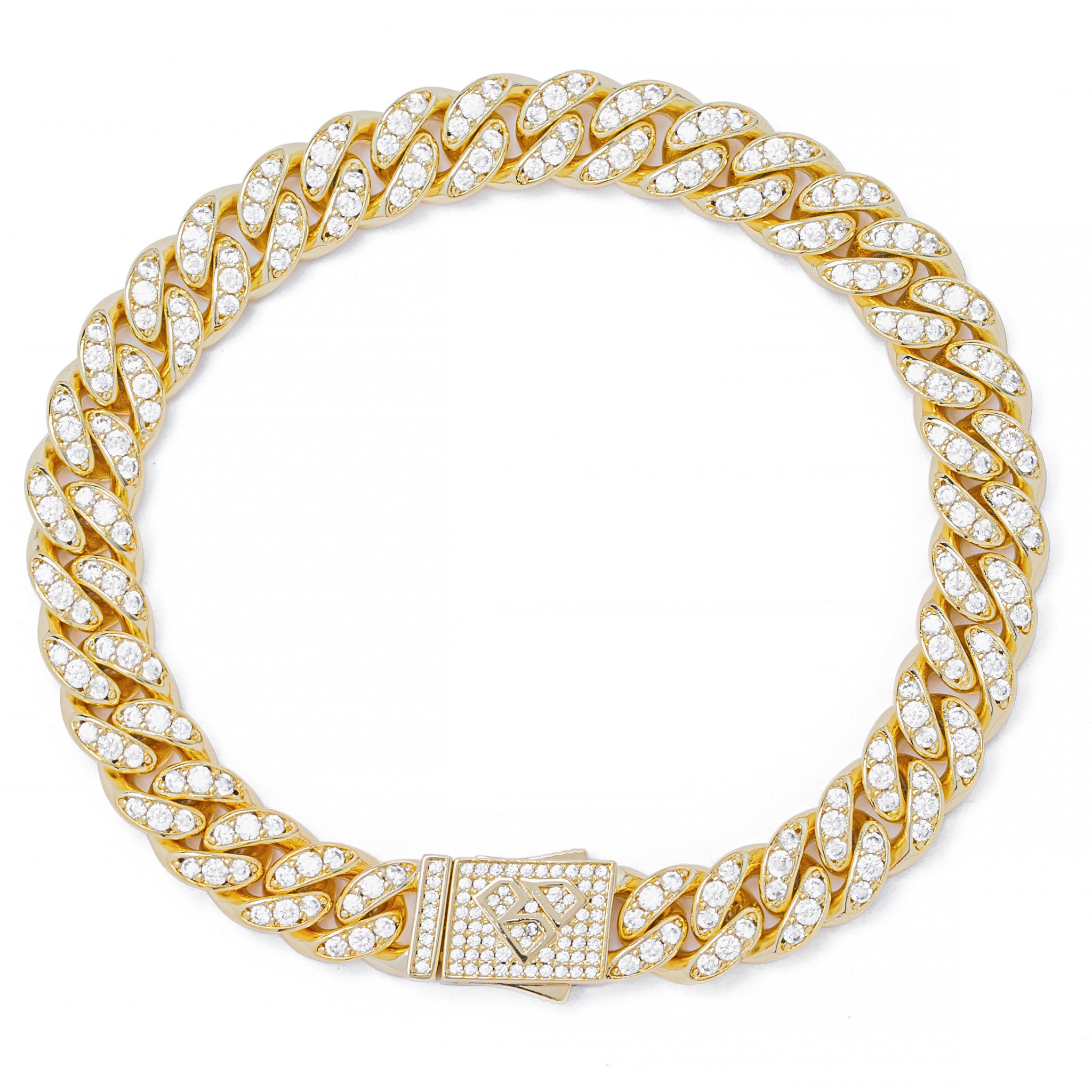 Big Daddy 10MM iced out Cuban link gold bracelet with diamond-paved links and clasp