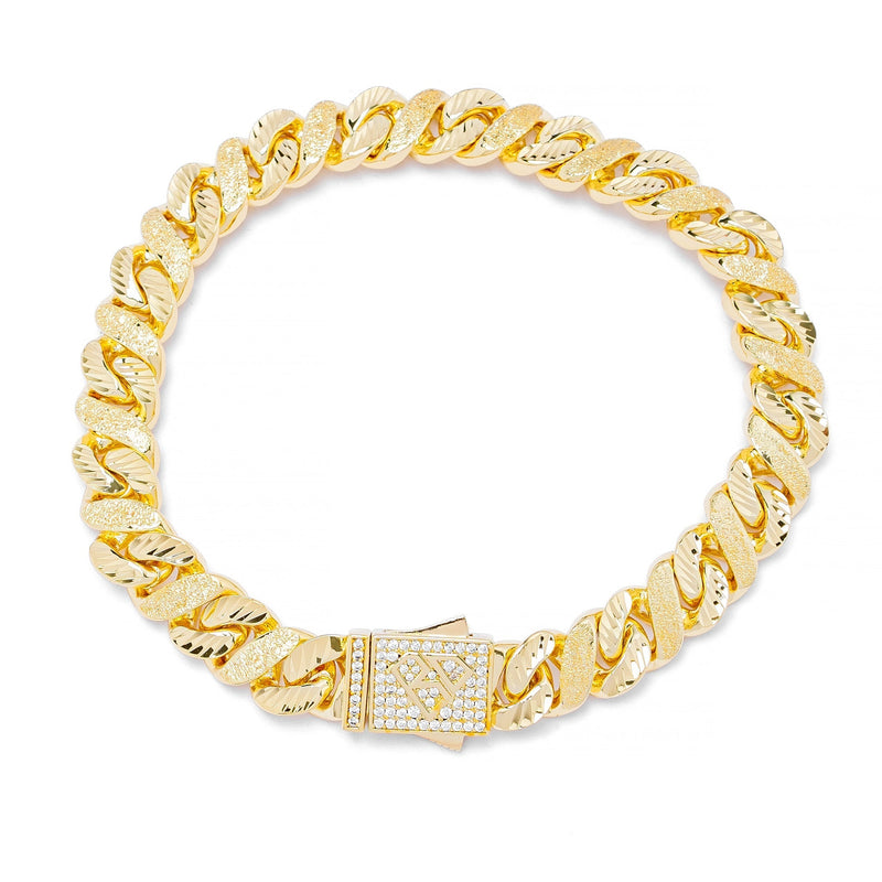 Big Daddy 10MM Sandblast Diamond & Gold Bracelet - Bracelet