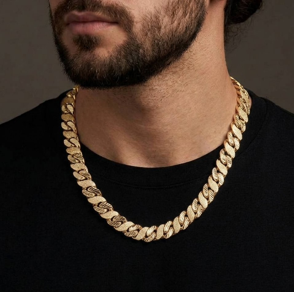Big Daddy 10MM Sandblast Diamond & Gold Iced Out Chain