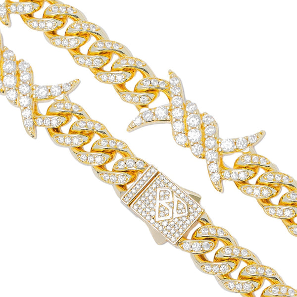 Big Daddy 10MM Spiked Horns Iced Out Gold Chain - Chain