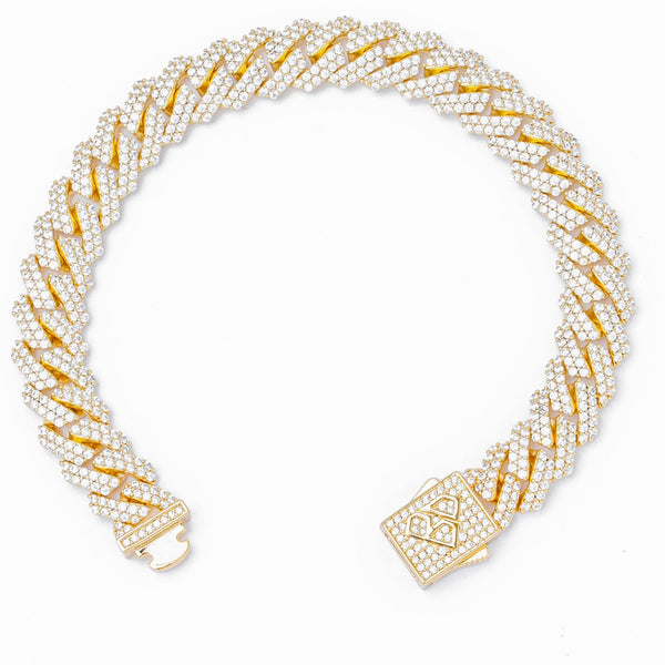Big Daddy 10MM Straight Edge Cuban Diamond Gold Bracelet - Bracelet