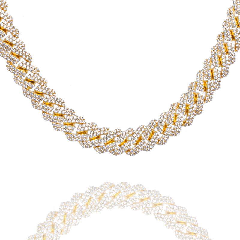 Big Daddy 10MM Straight Edge Cuban Diamond Gold Chain - Chain
