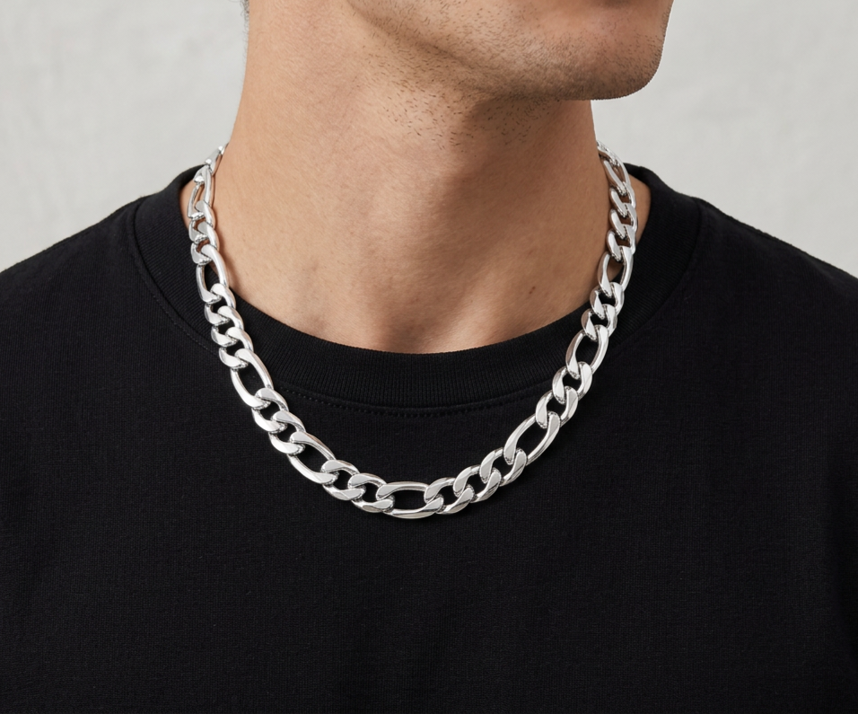 Big Daddy 11MM Silver Steel Figaro Chain