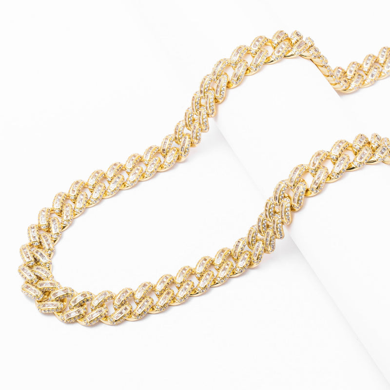 Big Daddy 12MM Baguette Miami Cuban Link Gold Chain - Chain
