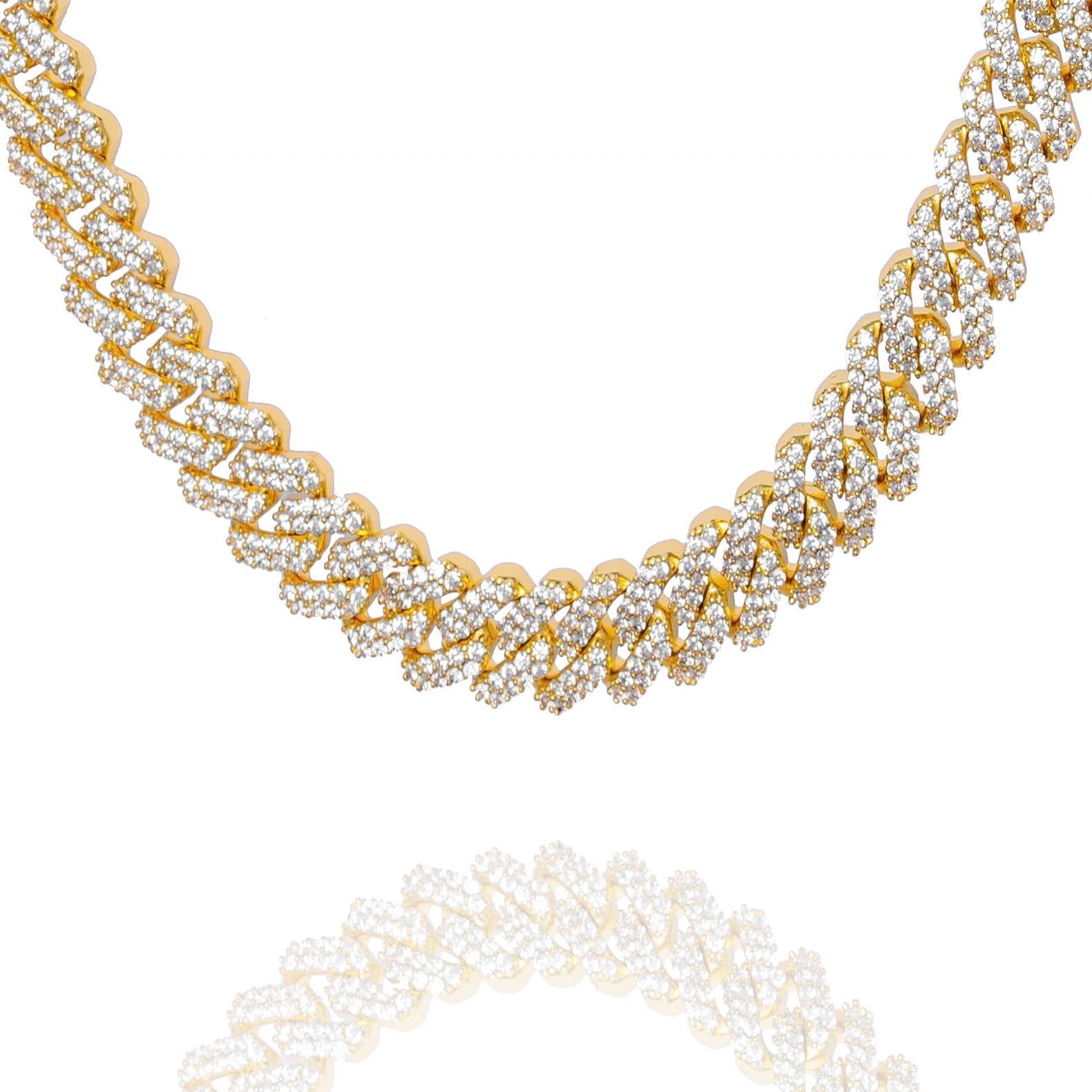 Big Daddy 12MM Straight Edge Cuban Diamond Gold Iced Out Chain