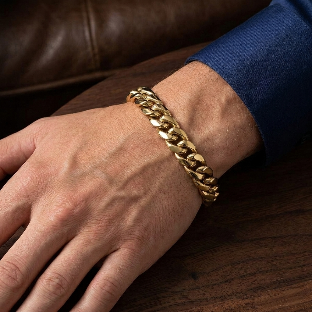 Big Daddy 12MM Cuban Link 18K Gold Bracelet