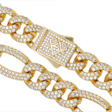 Big Daddy 12MM Iced Out Figaro Gold Chain - Chain