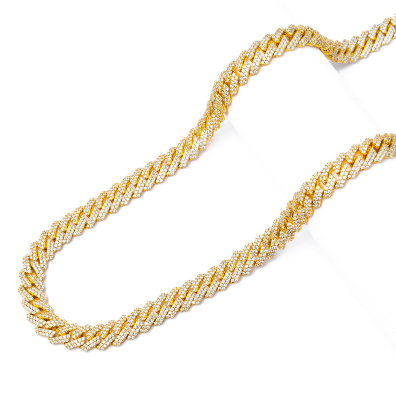 Big Daddy 12MM Straight Edge Cuban Diamond Gold Chain - Chain
