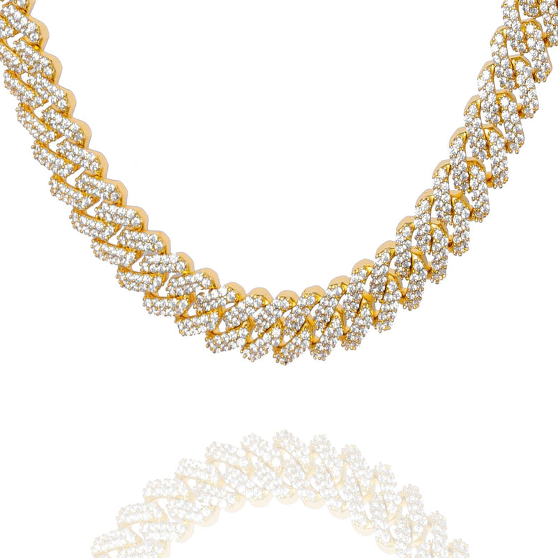 Big Daddy 12MM Straight Edge Cuban Diamond Gold Chain - Chain