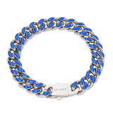 Big Daddy 13MM Enamel Blue Steel Cuban Bracelet - Bracelet