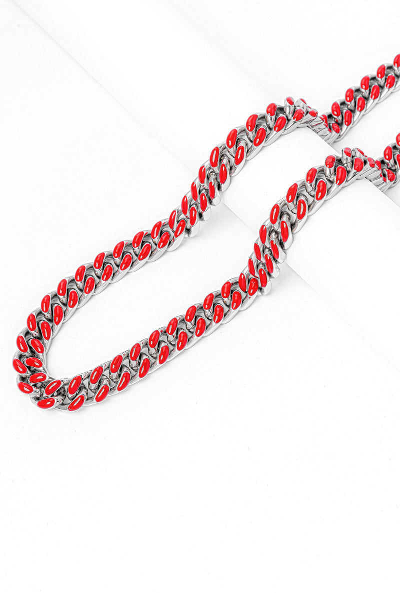 Big Daddy 13MM Enamel Red Steel Cuban Chain