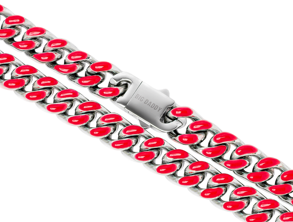 Big Daddy 13MM Enamel Red Steel Cuban Chain