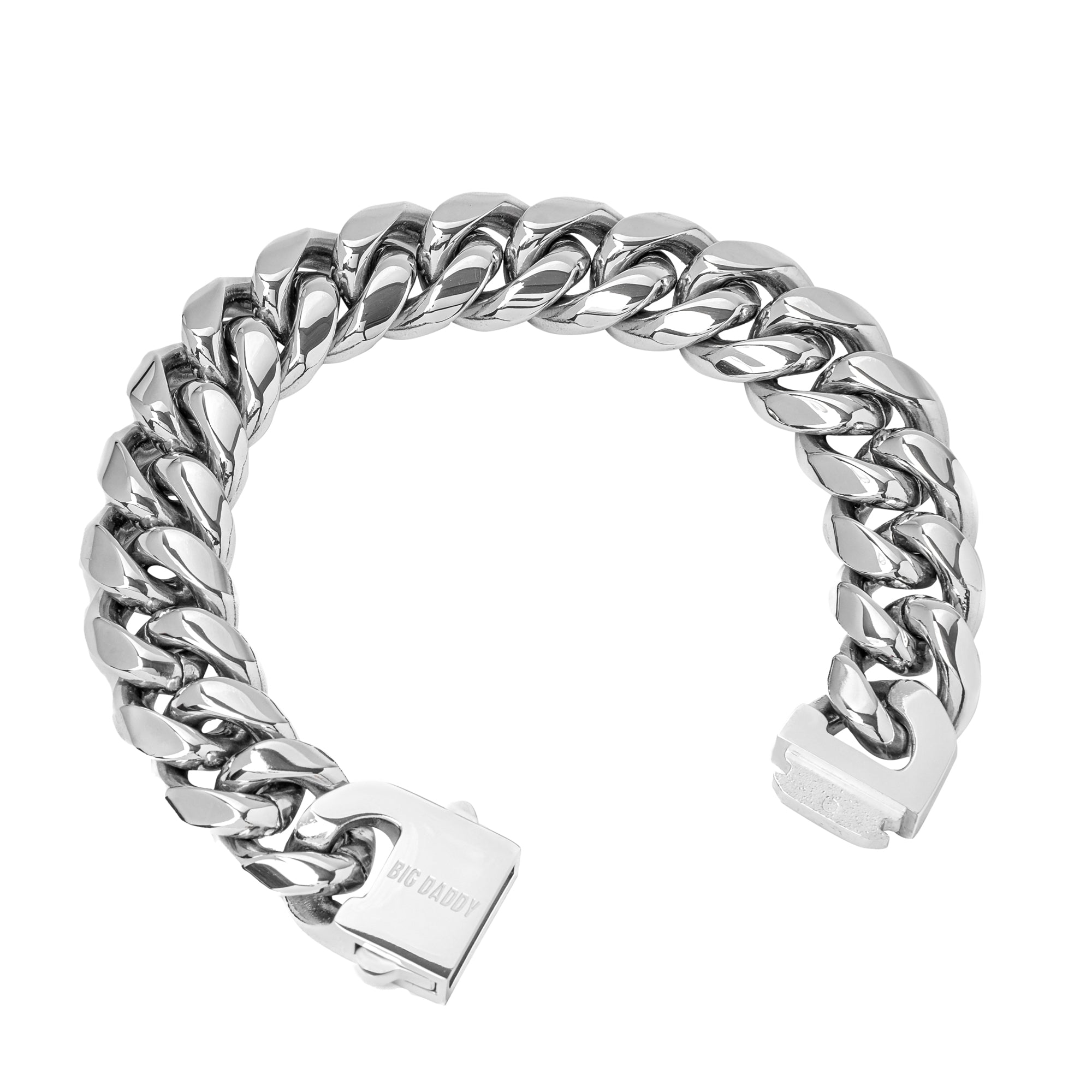 18MM Cuban link bracelet angled view showing chain link detail and closure