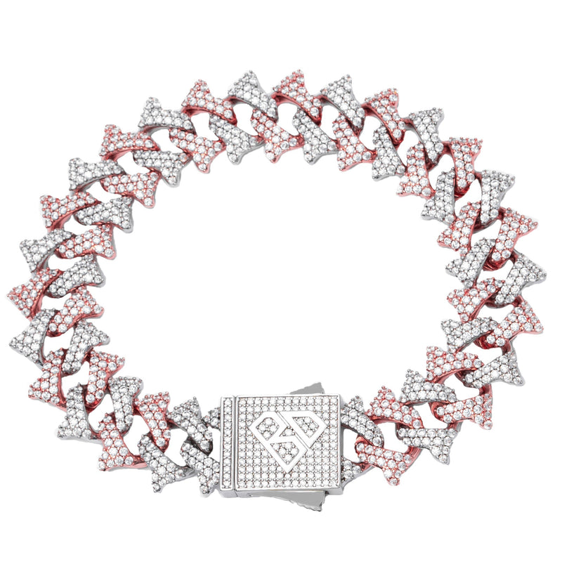 Big Daddy 18MM Solid Two-Tone Spiked Diamond Bracelet - Bracelet