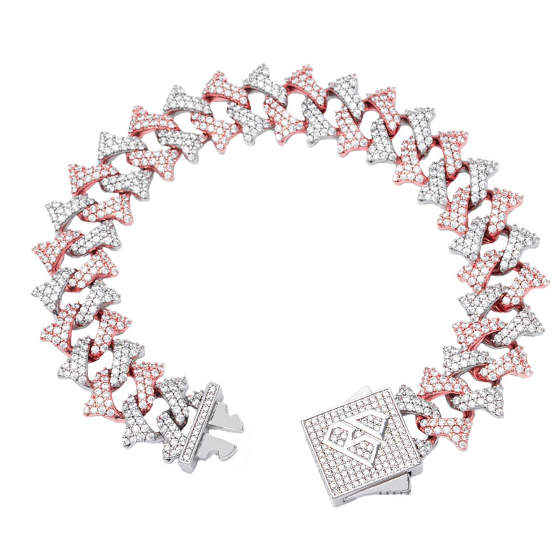 Big Daddy 18MM Solid Two-Tone Spiked Diamond Bracelet - Bracelet