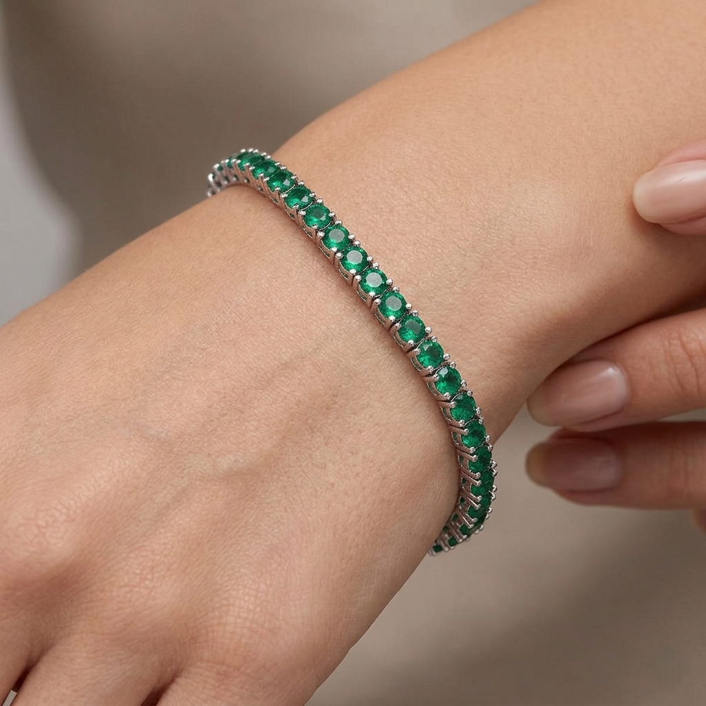 Big Daddy 4MM Silver Green Tennis Iced Out Bracelet