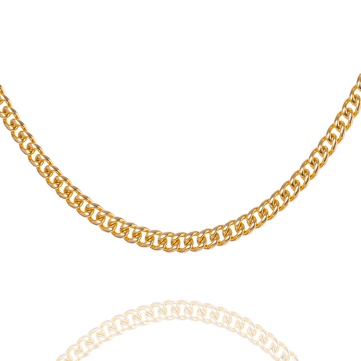 Big Daddy 5MM Cuban Curb 18K gold chain necklace displayed flat