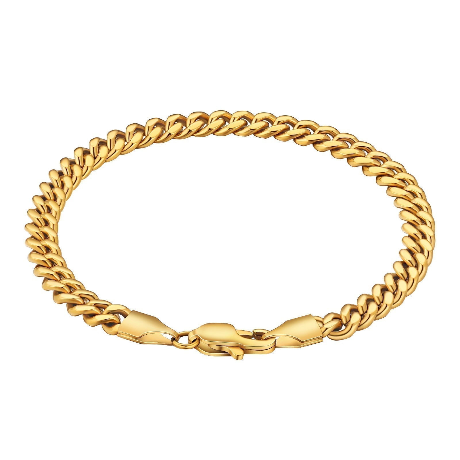 Big Daddy 5mm Cuban link gold bracelet with lobster claw clasp