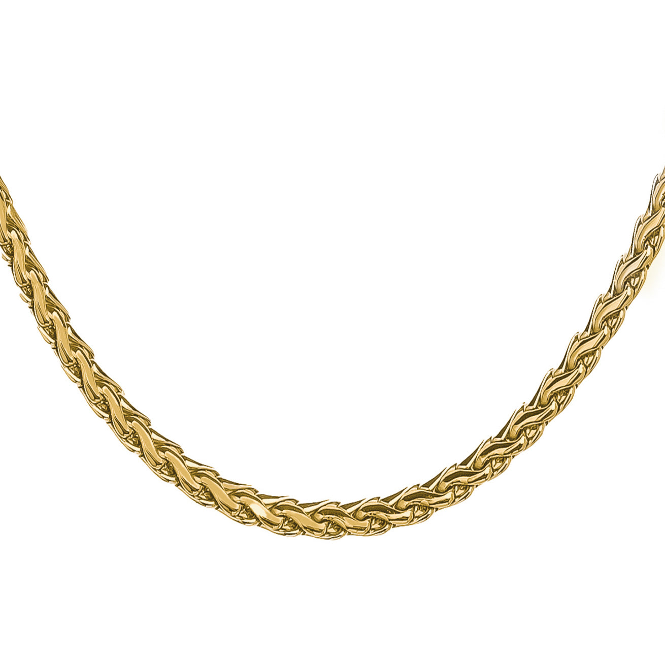 5mm gold spiga rope chain with detailed interlocking links