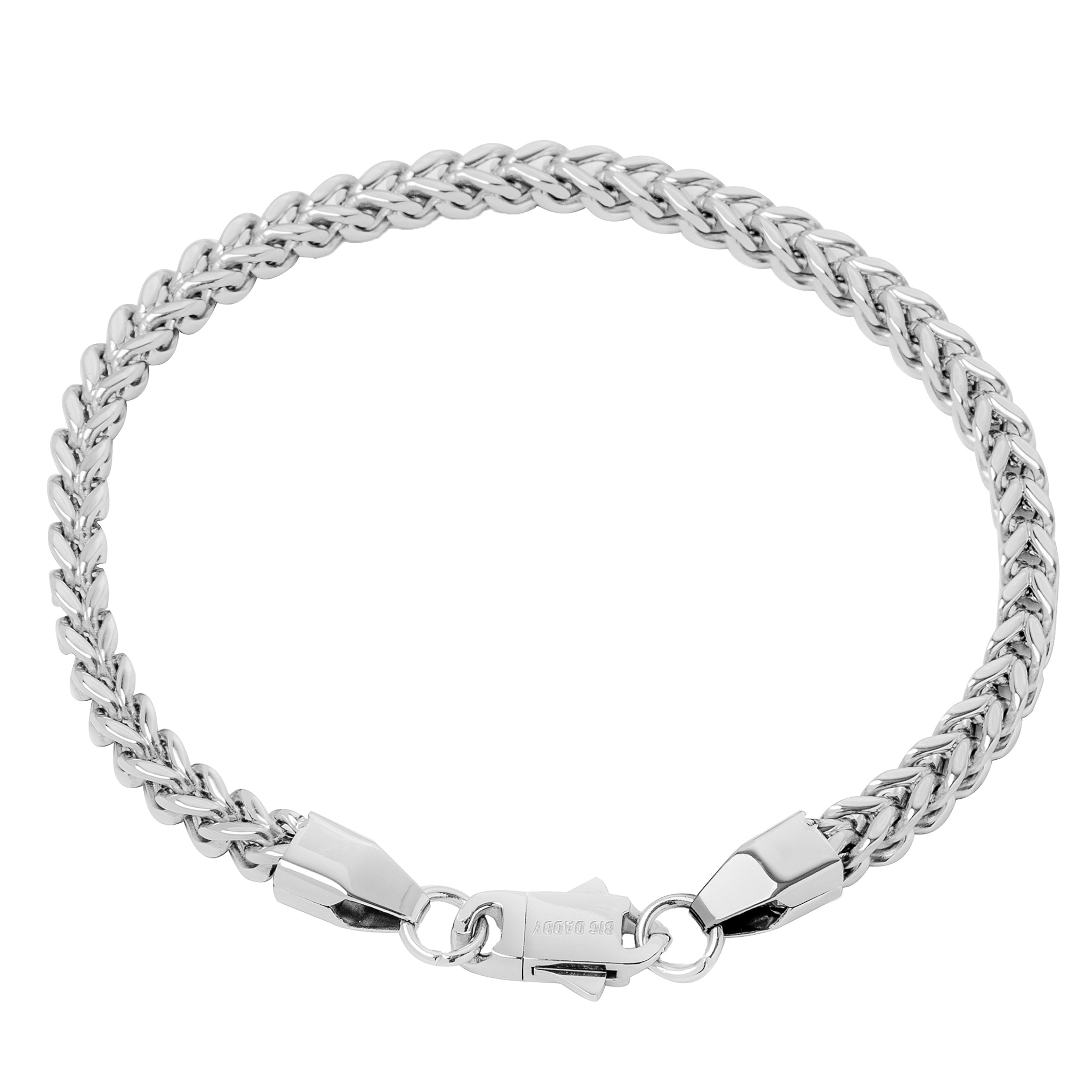 5MM silver Cuban link bracelet with lobster clasp displayed flat