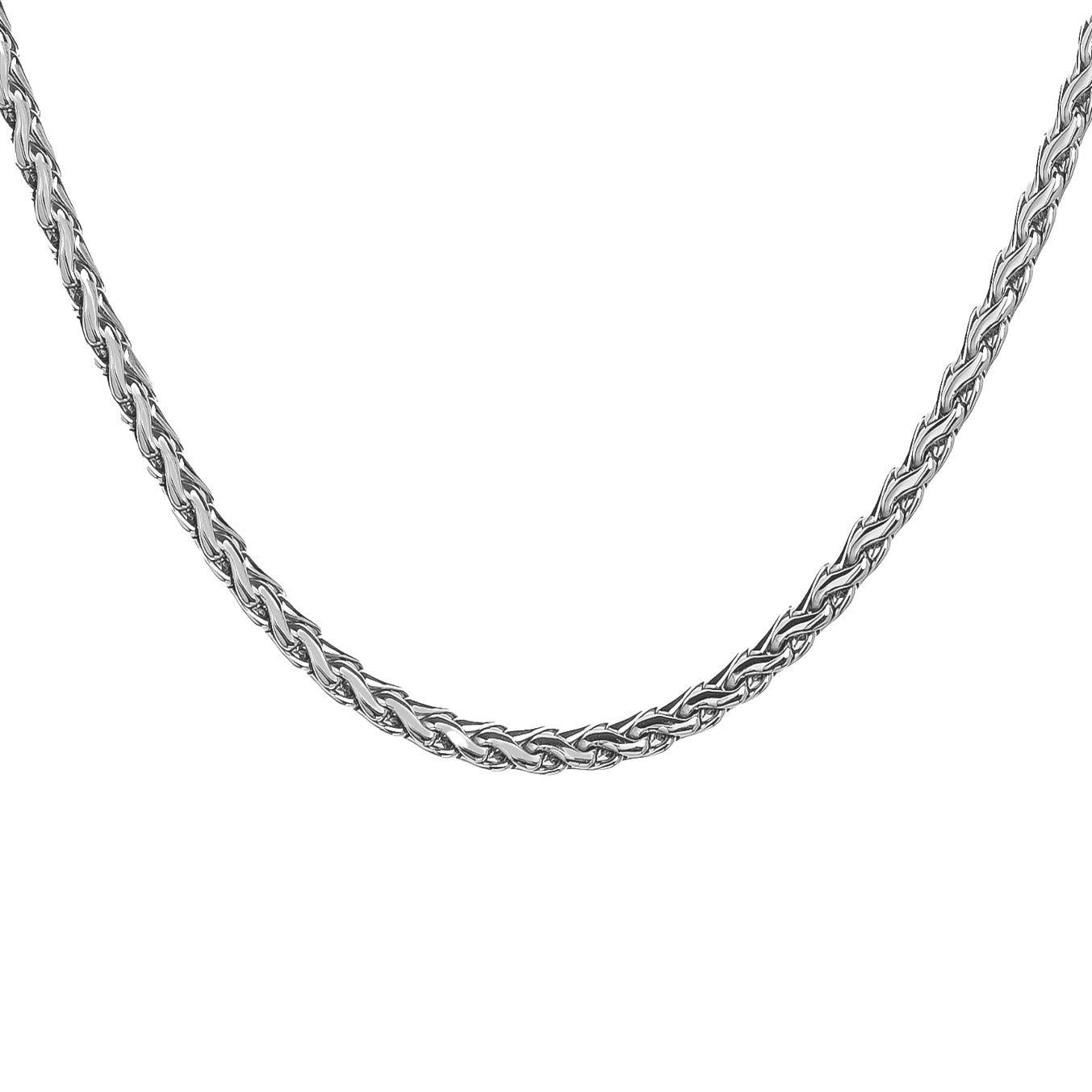 Big Daddy 5MM silver rope chain displayed flat showing full length and interlocking weave pattern