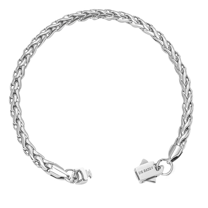 Big Daddy 5MM Silver Steel Spiga Rope Bracelet - Bracelet