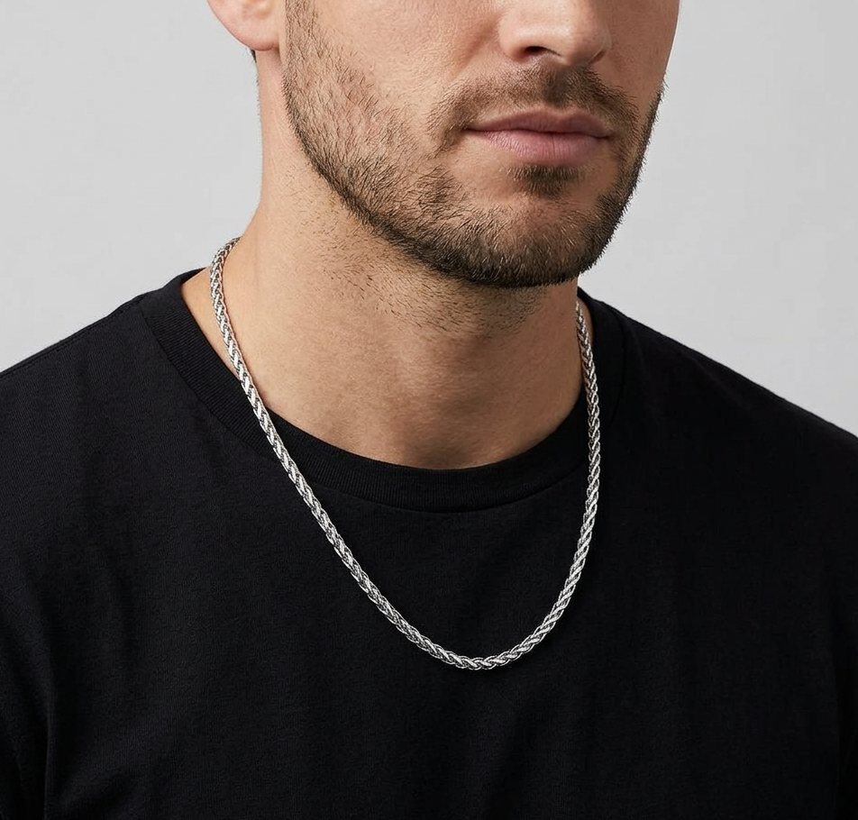 Big Daddy 5MM Silver Steel Spiga Rope Chain