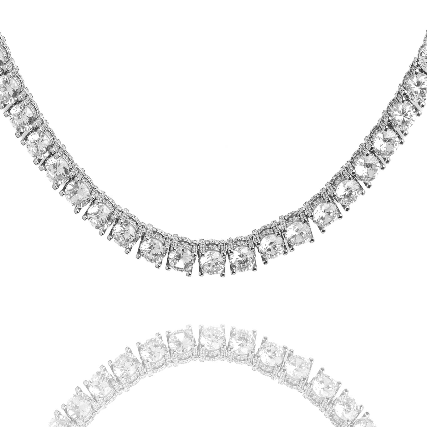 6MM diamond tennis chain with square-cut stones in silver, shown laid flat