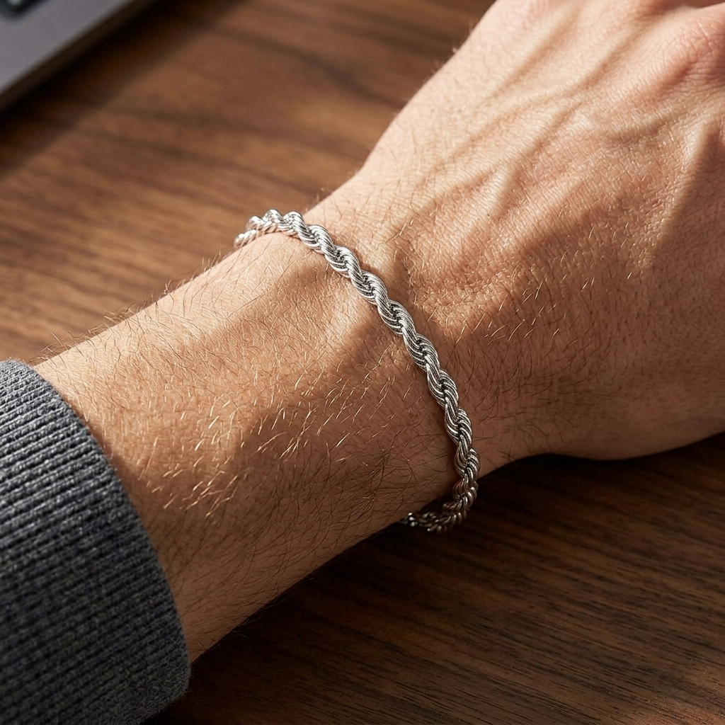 Big Daddy 6MM Silver Steel Rope Bracelet