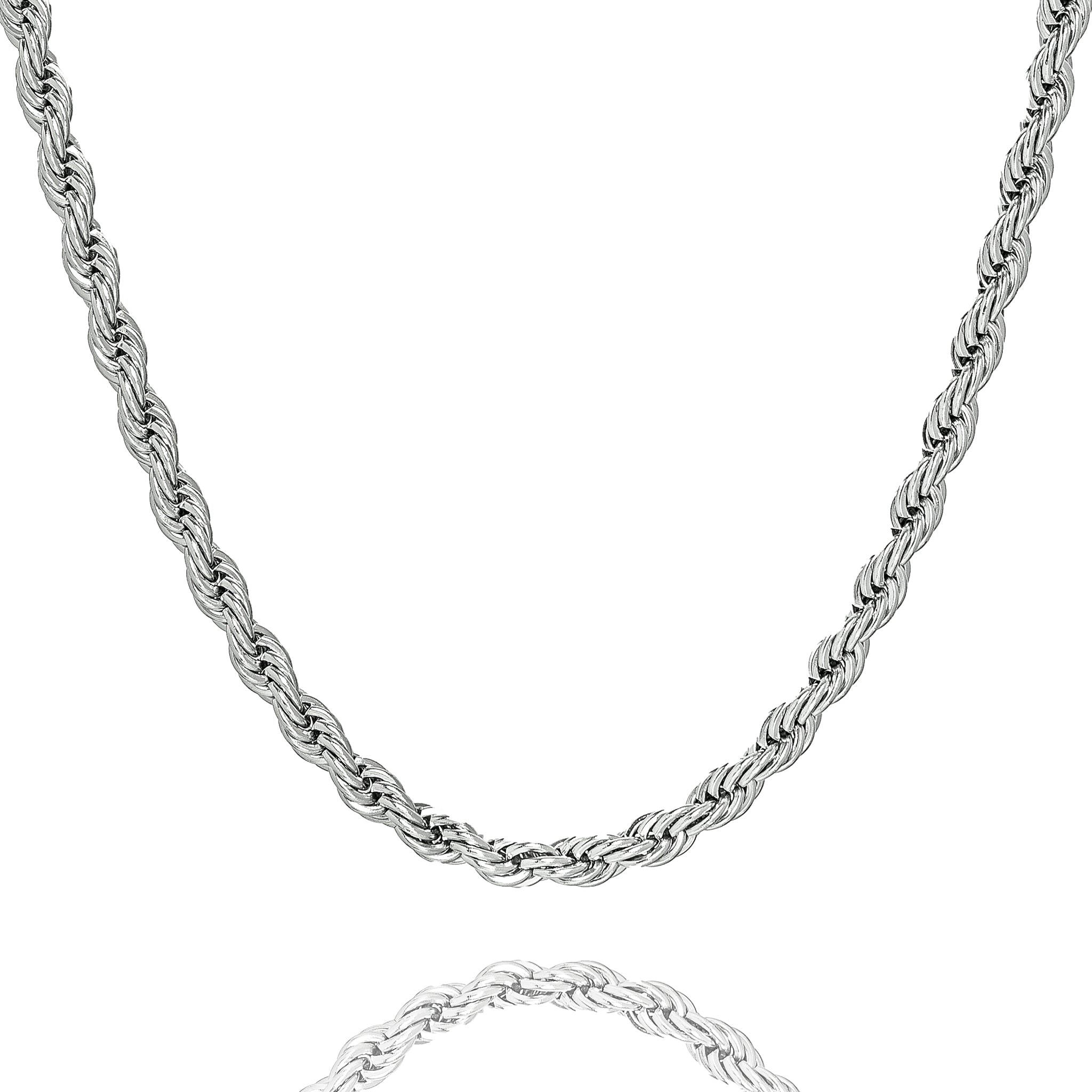 Big Daddy 6mm silver steel rope chain necklace displayed on white background