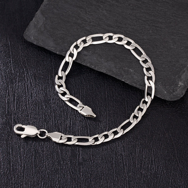 Big Daddy 6mm Steel Figaro Silver Bracelet - Bracelet