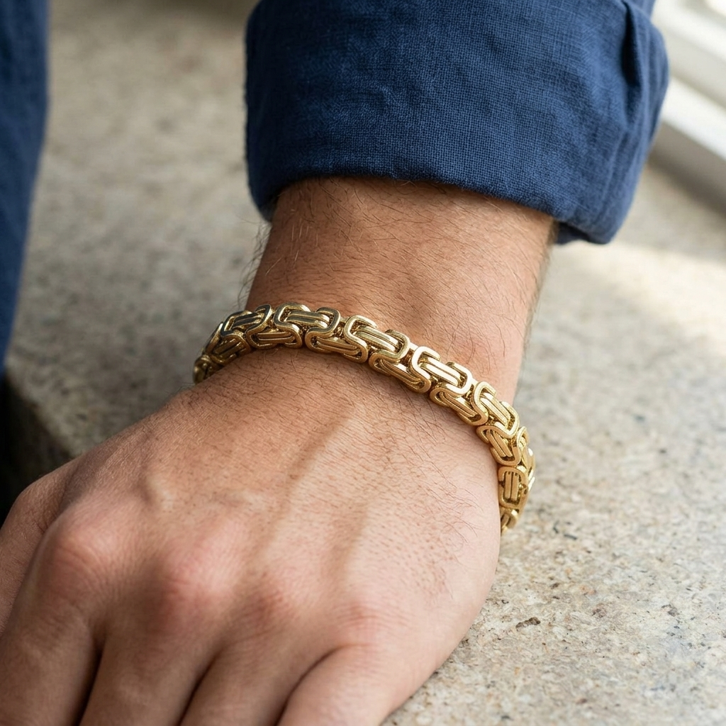Big Daddy 8MM Byzantine 2.0 Link 18K Gold Bracelet