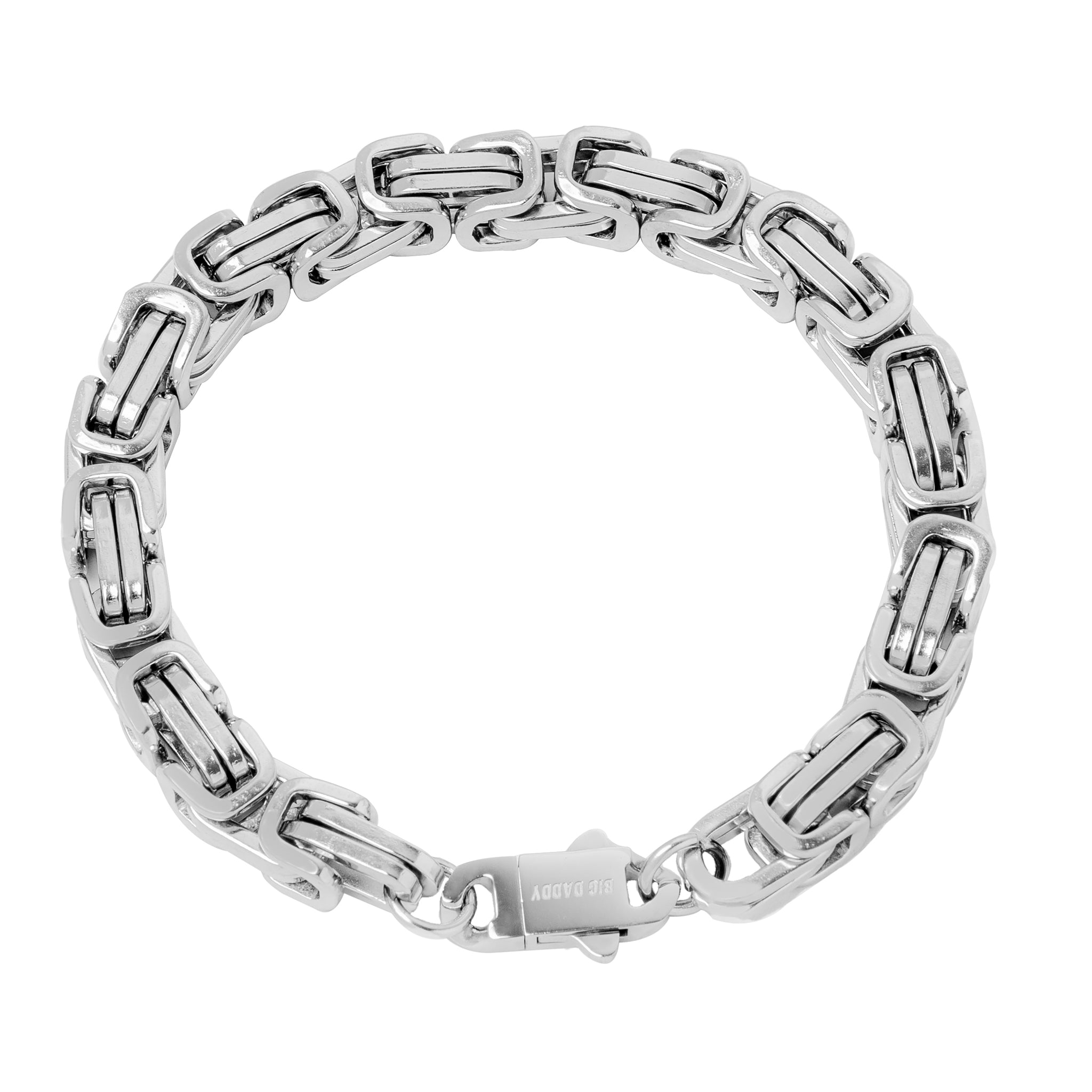 Big Daddy 8MM Byzantine Link bracelet in 18K silver with interlocking chain design
