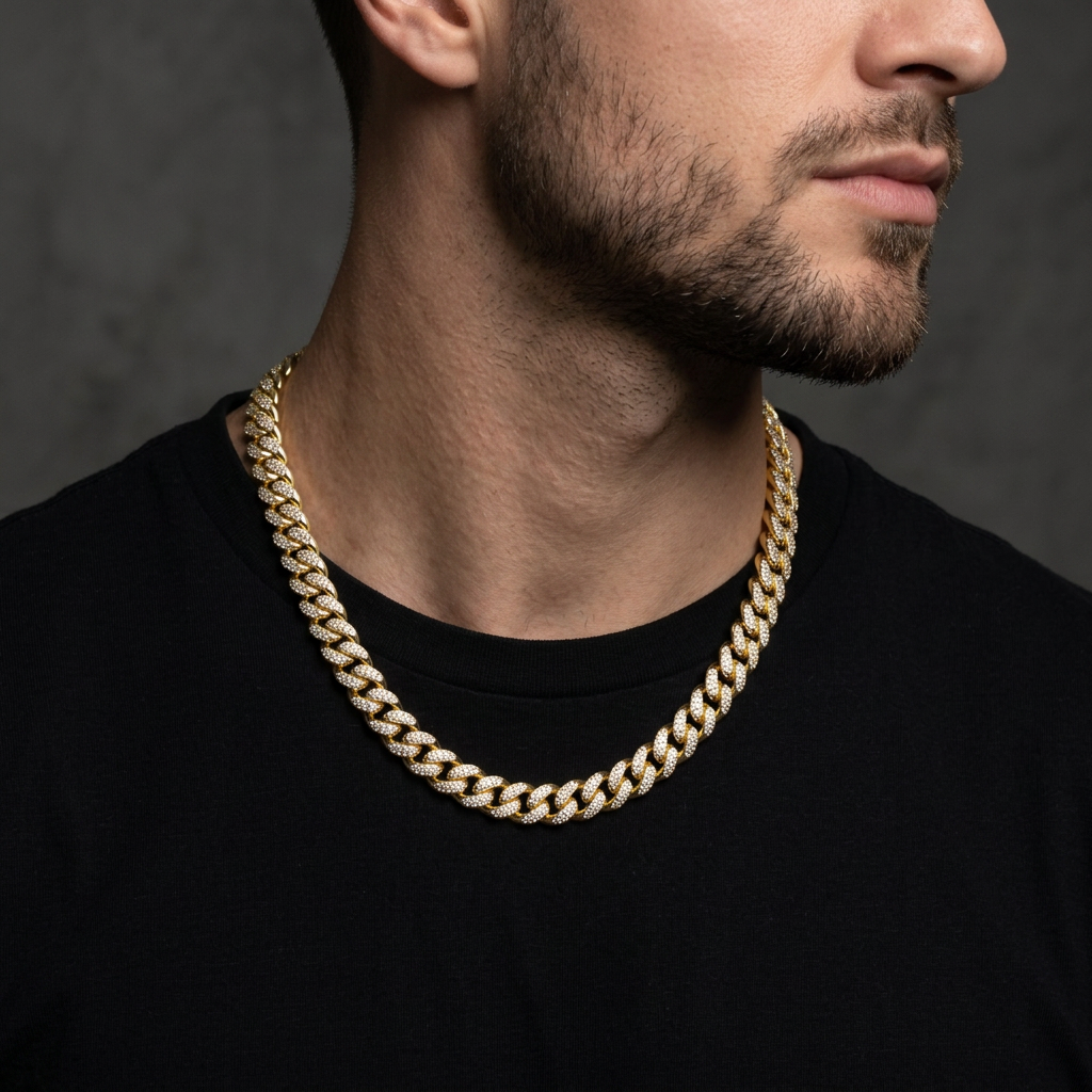 Big Daddy 8MM Cuban Link Gold Iced Out Chain
