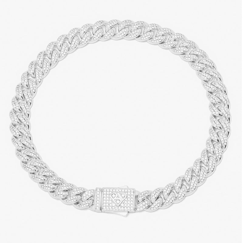 Big Daddy 8MM Cuban Link Rhodium Iced Out Bracelet - Bracelet