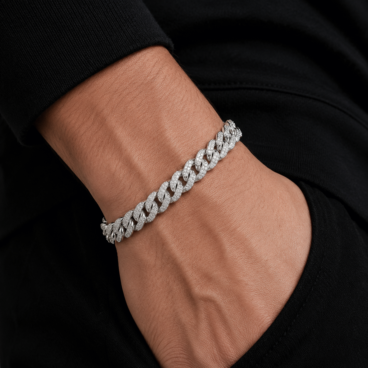 Big Daddy 8MM Cuban Link Rhodium Iced Out Bracelet