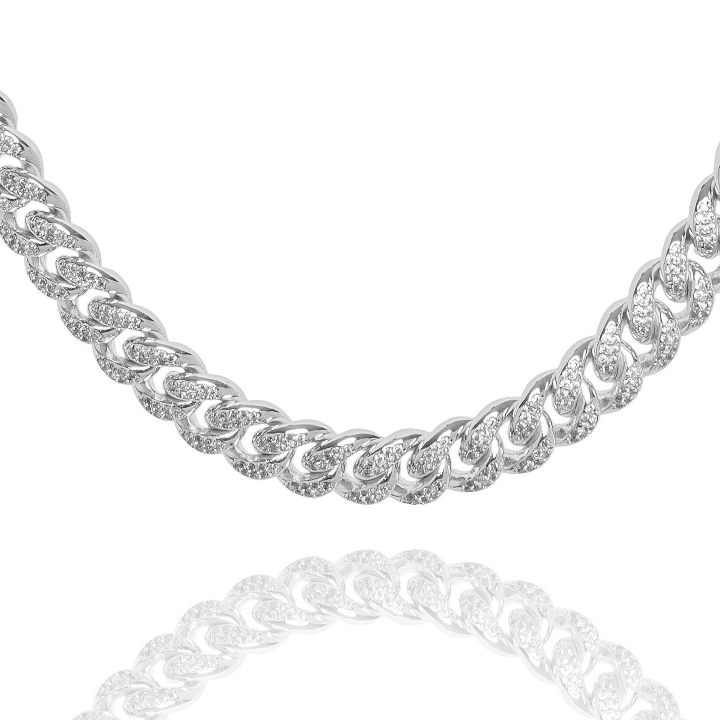 Big Daddy 8MM Cuban link chain in rhodium with cubic zirconia iced out design