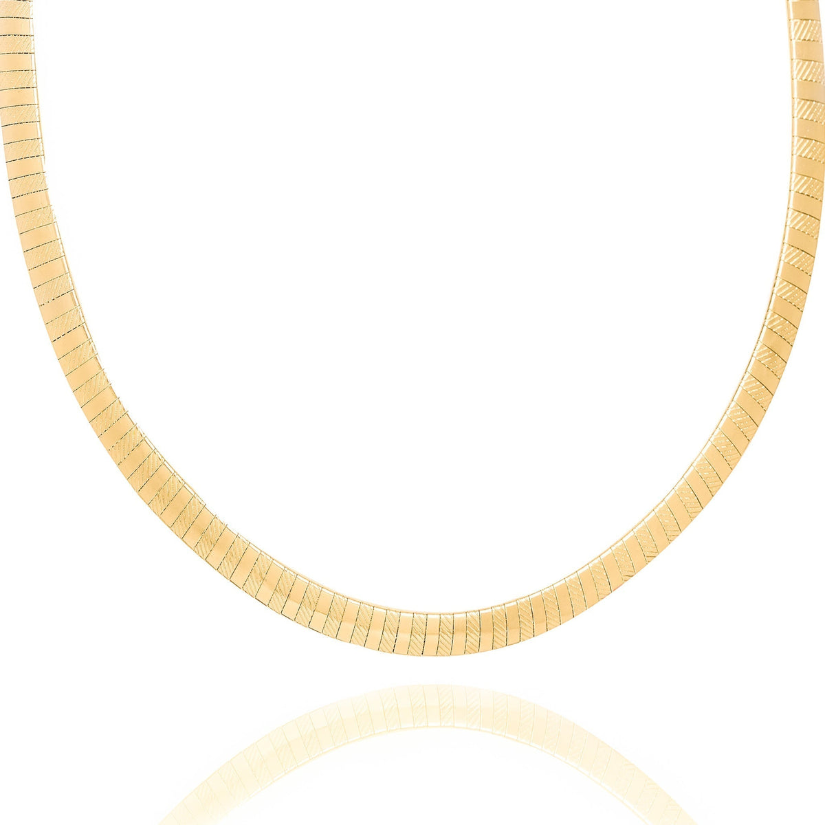 8MM gold omega chain necklace displayed flat