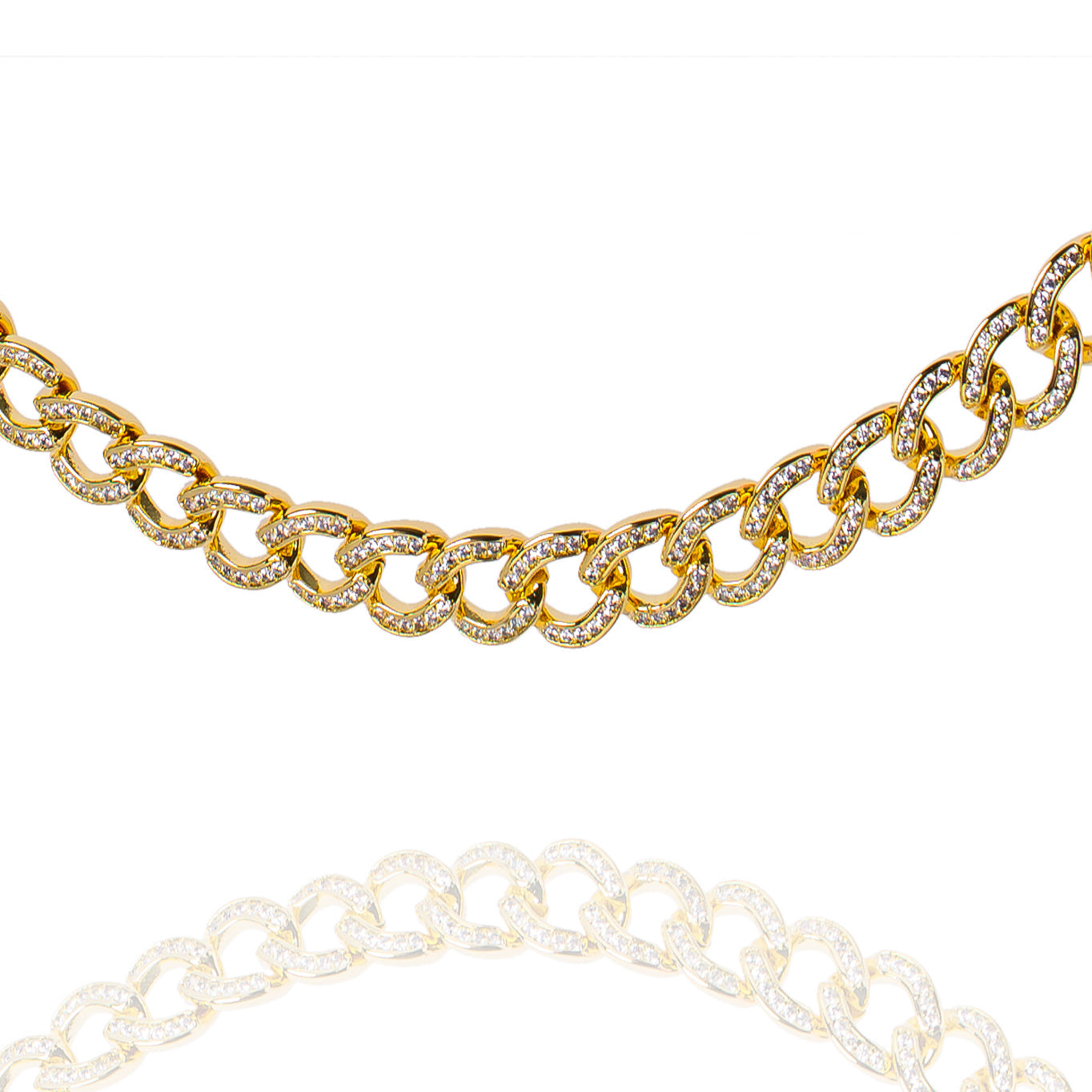 Big Daddy 8MM iced Cuban gold chain with diamond-encrusted links on white background