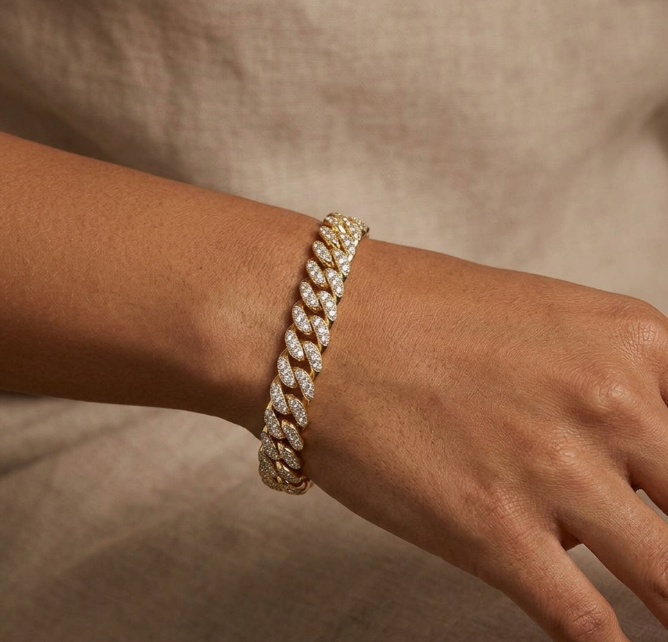 Big Daddy 8MM Iced Out Gold Cuban Link Bracelet